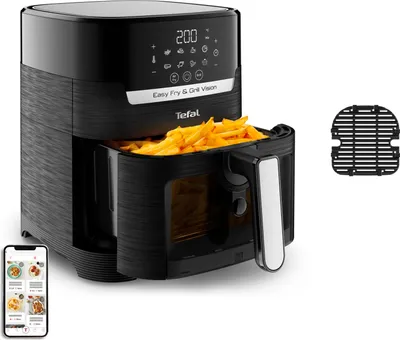 Produktbild von Tefal Easy Fry & Grill Vision EY5068, Heißluftfritteuse, 4,2 l, 1,2 kg, 6 Person(en), Einzelbild, Schwarz