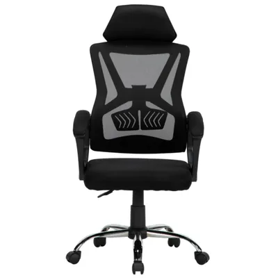 Produktbild von Ergonomischer Bürostuhl, Schreibtischstuhl mit hoher Rückenlehne, atmungsaktivem Netzbezug, verstellbarer Kopfstütze, 360° Drehfunktion, Schwarz