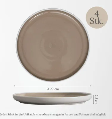 Produktbild von Steingut Geschirr 4 Personen, 4er Set Teller flach, ø 27cm