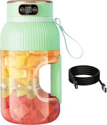Produktbild von Multifunktionaler tragbarer Entsafterbecher mit Digitalanzeige, großer Kapazität, über USB wiederaufladbar, kabelloser Smoothie-Mixer
