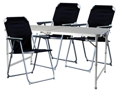 4-teiliges Campingmöbel Set schwarz Alu mit Tragegriff Camping 120x60x58/70cm