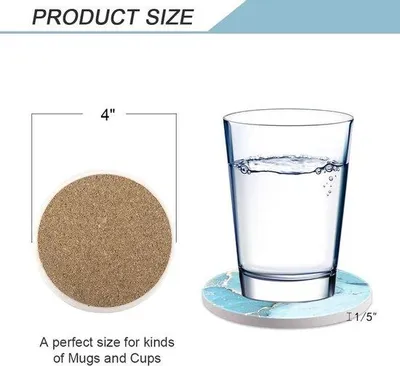 Produktbild von Famanu Untersetzer Set - Absorbierende Steine mit Korkboden, 4 Stück