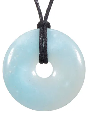Produktbild von Morella Damen Halskette 80 cm Donut Edelstein Anhänger Amazonit im Samtbeutel