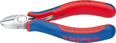 Obrázok produktu pre Knipex 76 12 125, Diagonálne kliešte, Chrómovo-vanádová oceľ, Plast, Modrá, Červená, 125 mm, 112 g