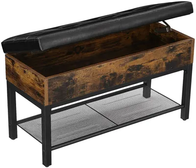 Immagine prodotto di Panca Scarpiera - Leobert - Marrone Rustico/Nero - 70 X 30 X 45 Cm