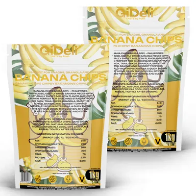 Produktbild von Bananenchips 2kg Ungesüßt Getrocknete Bananen Palmölfrei Snack Müsli GiDeli