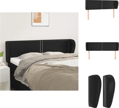 Produktbild von vidaXL Kopfteil mit Ohren Schwarz 147x23x78/88 cm Kunstleder -  Kopf- & Fußenden