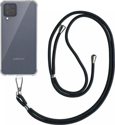 Produktbild von Smartphonica Handytasche passend für Samsung Galaxy M32 4G Transparent stoßfest mit abnehmbarem Universal Telefonkabel - Backcover Case Silikon ShockProof mit Lanyard