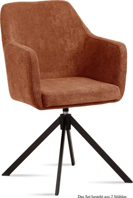 Produktbild von Armlehnstuhl drehbar (2er-Set) Denice 57x87x60 Schwarz/Cognac