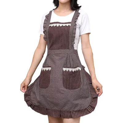 Produktbild von Damen Süß Schürze,mit 2 Taschen,Wasserdichte Küchenschürzen für Koch,(Kaffeefarbe)