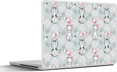 Produktbild von MuchoWow® Laptop Aufkleber Sticker Cover Muster - Katze - Herz - Mädchen - Kinder - Mädchen 25x18 cm - Laptop-Deko