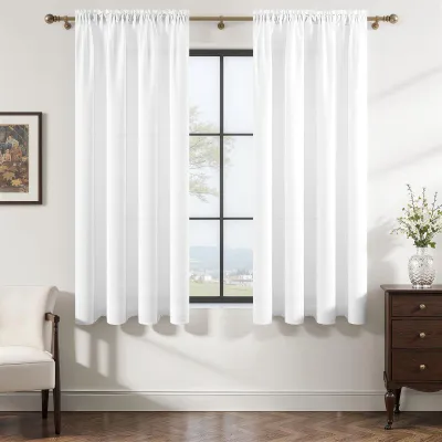 Voilegardinen 2er-Set 140x145 cm, Leinenoptik, halbtransparent, Weiß