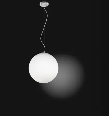Immagine prodotto di Lampada a Sospensione in Vetro Bianco, Attacco 2xE27, Potenza Massima 60W, Diametro 40 cm, Altezza Regolabile, Design Moderno ed Elegante - Perenz