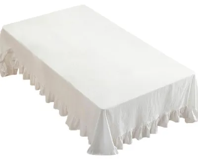 Obrázek produktu pro Lněná ubrus s efektem lotosu, snadná údržba, pratelná, bílá, 90 x 90 cm, čtvercová