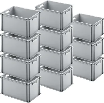 Produktbild von 10x Eurobehälter, LxBxH 600 x 400 x 320 mm, Inhalt 64 Liter, Farbe grau