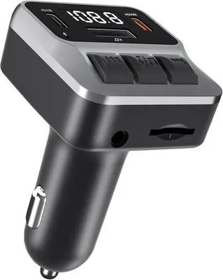 Image de Émetteur FM Bluetooth pour voiture, adaptateur Bluetooth avec double port de charge USB-C PD (30W) et port USB QC3.0, récepteur mains libres pour appels et audio, compatible AUX, circuit U et carte TF