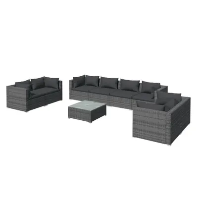 Obrázek produktu pro vidaXL 9dílná zahradní lounge souprava s polštáři Poly ratan Grey