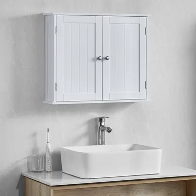 Produktbild von Badzimmerschrank 2 Türen, Wandmontage, Ablagefach, weiß, für Badezimmer