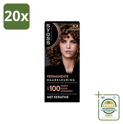 Immagine prodotto di 20 confezioni di tinta permanente per capelli SYOSS, tonalità 5-8, marrone nocciola - confezione da 20 pezzi