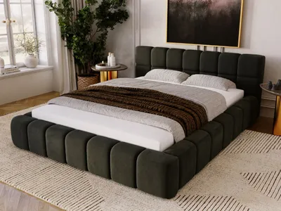 Produktbild von GrainGold Polsterbett Alicante 160x200 cm - Bett 160x200, Polsterbett mit Bettkasten und Lattenrost - Dunkelgrau (Royal 37)