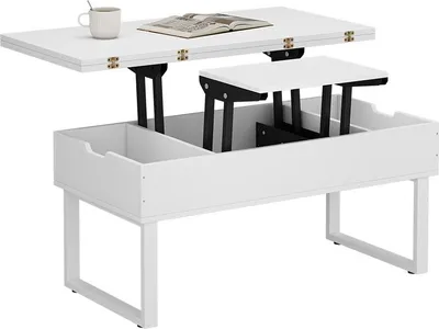 Zdjęcie produktu dla Stolik kawowy Vicco Lifty Biały 100 x 50 cm z funkcją podnoszenia, Model 57892