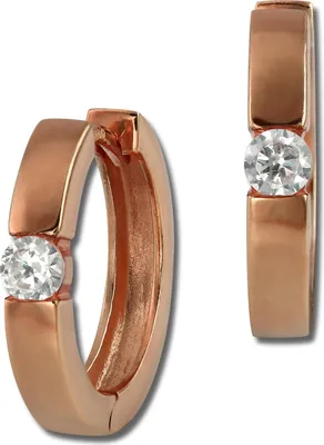 Image de SilberDream Créoles pour femmes Argent 333 rose Zirconia Boucles d'oreilles 17mm SDO0037WE