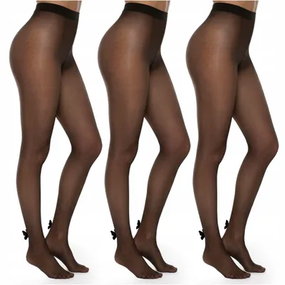 Obrázok produktu pre Hladké čierne pančucháče s motýlikom, 40 den, sada 3 ks, S/M