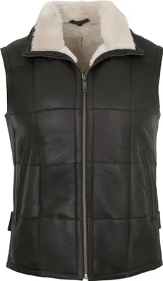 Produktbild von Maddox - Herren Lederweste Lammnubuk Lammfell dunkelbraun-beige : 50