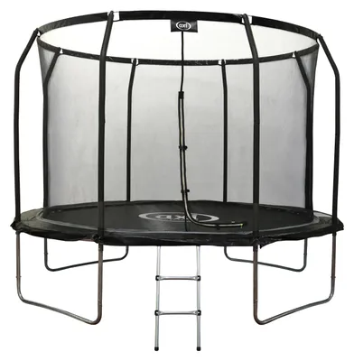 Produktbild von AXI Houston Trampolin rund mit Netz Ø 305 cm in Schwarz | Onground Trampolin 10ft für Kinder mit Umrandung, Leiter & Sicherheitsnetz | Für den