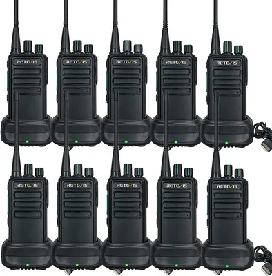 Immagine prodotto di Trasmettitore Retevis RB629, PMR446 senza licenza, trasmettitore robusto con funzione di clonazione VOX wireless, 16 canali (10 pezzi, nero)