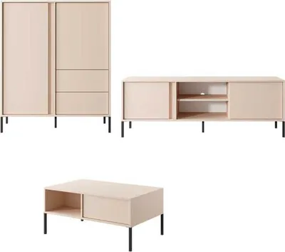 Produktbild von Wohnzimmer-Set Wohnwand Dast 3-teilig beige