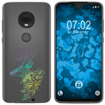 Produktbild von PhoneNatic Case kompatibel mit Motorola Moto G7 Silikon-Hülle Floral Hirsch M7-4