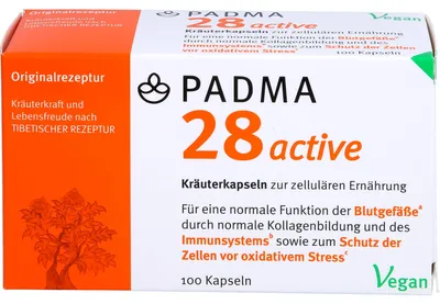 Image de PADMA 28 active gélules aux herbes pour la nutrition cellulaire pour les vaisseaux sanguins, le système immunitaire et la protection des cellules contre le stress oxydatif, 100 gélules