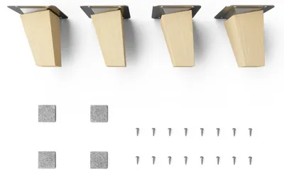 Produktbild von 4x sossai Holzfüße eckig - schräge Ausführung 8cm Buche Naturbelassen
