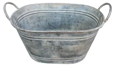 Produktbild von Zink Pflanzkübel Vintage mit Griffen 37cm