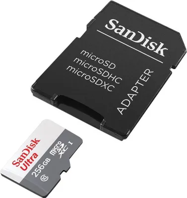Immagine prodotto di SanDisk Ultra - Scheda di memoria flash (adattatore da microSDXC a SD incluso) - 256 GB - Classe 10 - microSDXC UHS-I