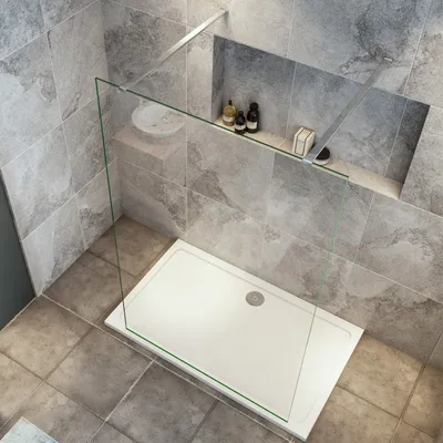 Produktbild von 47.7x200cm+ mit 2  N Form:90cm Stabilisator 8mm Nano Sicherheitsglas Walk in Duschwand Duschabtrennung