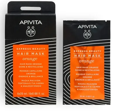Obrázok produktu pre Apivita Express Beauty, Rewitalizująca maska dodająca włosom blasku Pomarańcza, 20 ml