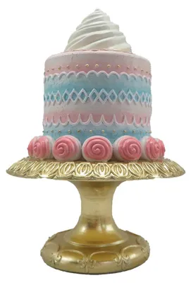 Image de Clayre & Eef Figurine de décoration Gâteau Ø 15x 22 cm Rose Couleur or Polyrésine