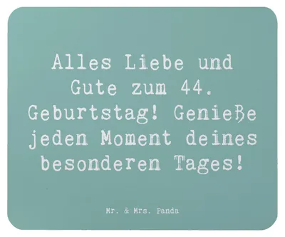 Produktbild von Mr. & Mrs. Panda Mouse Pad Spruch 44. Geburtstag - Meeresbrise - Geschenk, mauspad laptop, Geburtstagssprüche, Happy Birthday, Liebevoll, computermatte, Alter, Liebe, pc