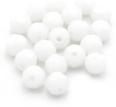 Produktbild von Vintageparts Glasschliffperlen weiß facettiert Rondelle 6 mm, 20 Stück