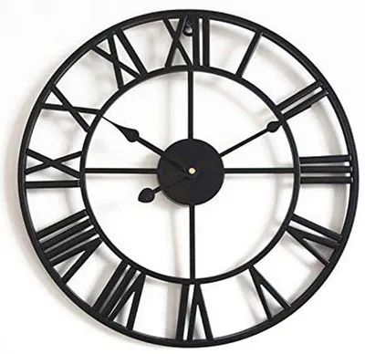 Produktbild von Unyqoos® Wanduhr 40 cm, schwarz – geräuschloses Quarz-Uhrwerk, Metallgehäuse mit römischen Ziffern, klassisches Design für Wohnraum & Büro