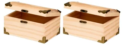 Produktbild von Holz-Schatztruhe, Natur, 15 x 9,5 x 8 cm (2er-Pack)