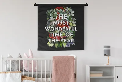 Produktbild von MuchoWow® Wandteppich Wandbehang Weihnachten - Zitat - Pflanzen 90x90 cm Tapisserie Dekoration Wandtuch - Wandaufhänger