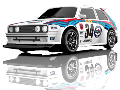 Obrázok produktu pre RC model drift auta v mierke 1:43, s diaľkovým ovládaním na frekvencii 2,4 GHz, s pohonom 4x4, s LED osvetlením a pretekárskymi pneumatikami