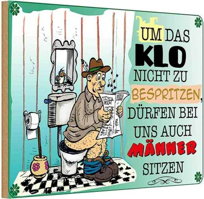 Produktbild von vianmo Holzschild 12x18 cm um Klo nicht bespritzen Männer Frauen
