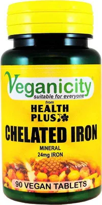 Immagine prodotto di Chelato di ferro per vegani. Ferro chelato 24 mg 90 compresse Veganicity