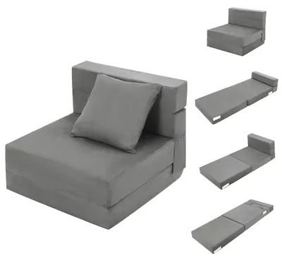 Produktbild von Sofa 2 Sitzer grau Polstersofa Couch mit Kissen Wohnzimmer Schlafzimmer modern weich 182 cm