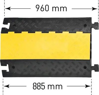 Produktbild von Kabelbrücke aus Recycling-Gummi mit 3 Kabelkanälen 885 mm