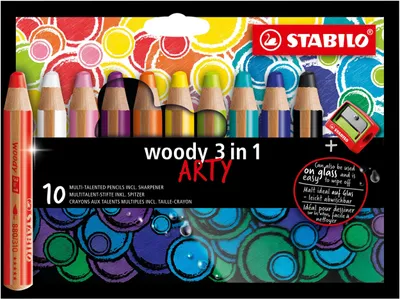 Obrázok produktu pre Sada farebných ceruziek a akvarelových ceruziek Woody 3 v 1